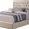 Wooden Eastern King Size Bed with Button Tufted Headboard Beige BM206590