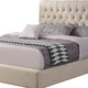 Wooden Eastern King Size Bed with Button Tufted Headboard Beige BM206590