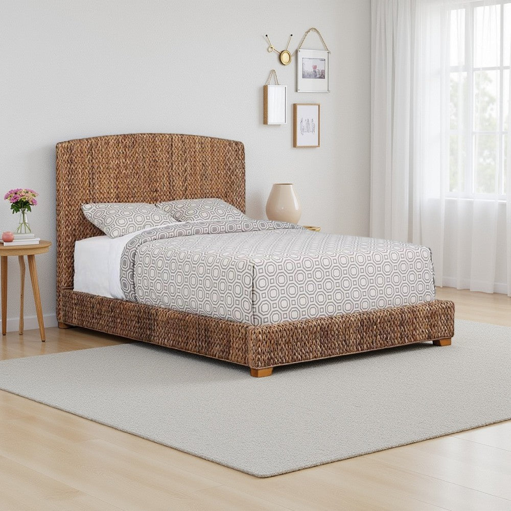 Bed | California King | Hand Woven Banana Leaf | Wood | Brown BM206593