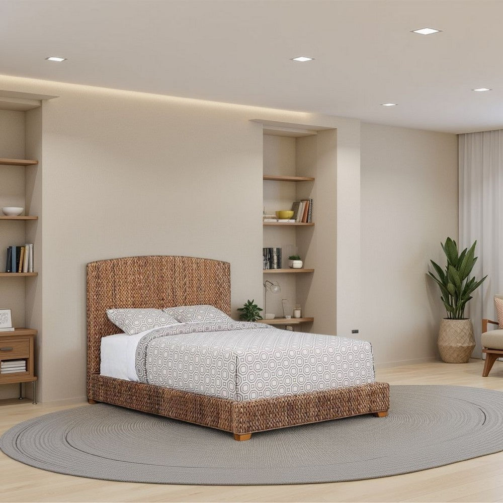 Bed | California King | Hand Woven Banana Leaf | Wood | Brown