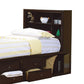 Wooden Full Size Bed with Bookcase Headboard and Storage Unit Brown By Casagear Home BM206596