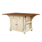 Wooden Kitchen Island with Two Drop Down Leaves, White and Brown By Casagear Home