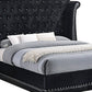 Wooden Eastern King Size Bed with Shelter Style Headboard Black By Casagear Home BM206608