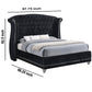 Wooden Eastern King Size Bed with Shelter Style Headboard Black By Casagear Home BM206608