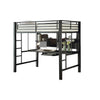 Metal Bunk Bed with Workstation and Guard Rails, Black