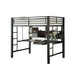 Metal Bunk Bed with Workstation and Guard Rails, Black
