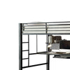 Metal Bunk Bed with Workstation and Guard Rails Black BM206610