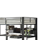 Metal Bunk Bed with Workstation and Guard Rails Black BM206610