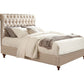 Wooden Eastern King Size Bed with Button Tufted Headboard, Beige By Casagear Home