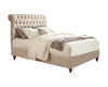 Wooden Eastern King Size Bed with Button Tufted Headboard, Beige By Casagear Home