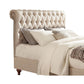 Wooden Eastern King Size Bed with Button Tufted Headboard Beige By Casagear Home BM206623