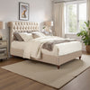 Bed | King Size | Wood | Button Tufted Headboard | Beige BM206623