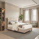 Bed | King Size | Wood | Button Tufted Headboard | Beige