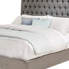 Wooden Eastern King Size Bed with Diamond Button Tufted Details Gray BM206628