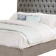 Wooden Eastern King Size Bed with Diamond Button Tufted Details Gray BM206628