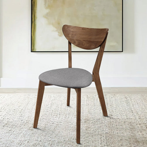 Dining Chair | Plectrum Shape | Wood | Padded Seat | Set of 2 | Brown & Gray