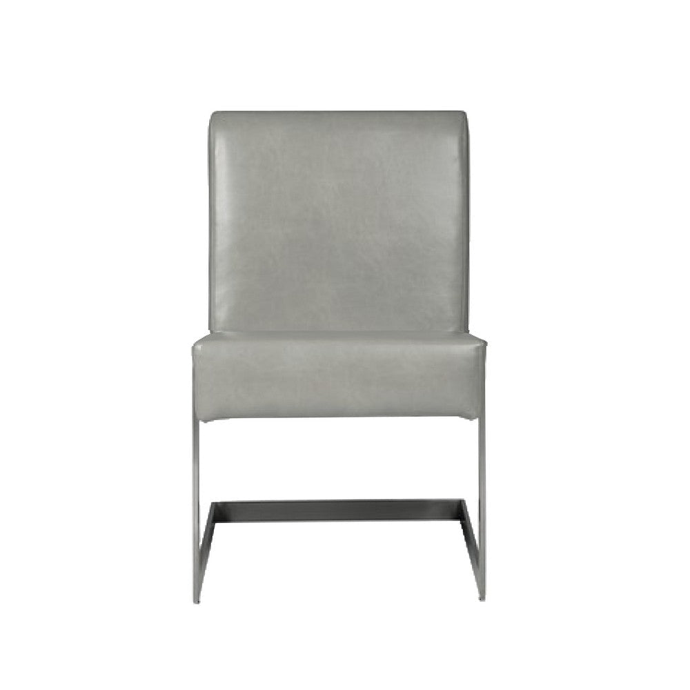 Leatherette Upholstered with Dining Chair with Cantilever Base Set of 2 Gray BM206642