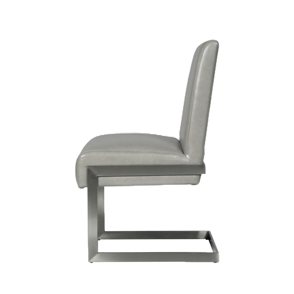 Leatherette Upholstered with Dining Chair with Cantilever Base Set of 2 Gray BM206642