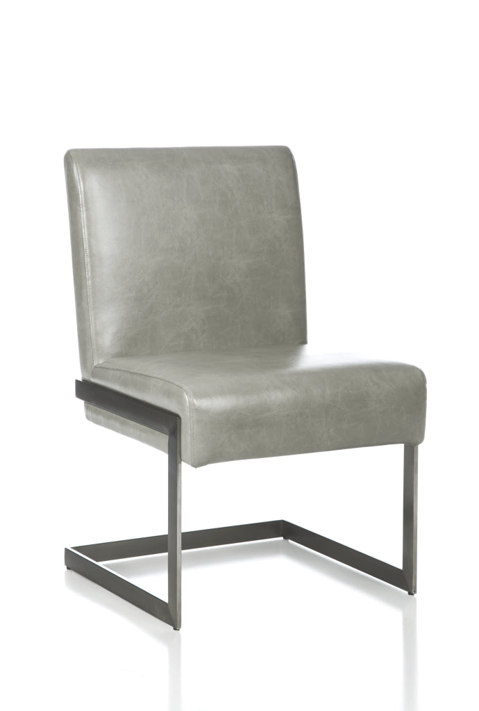 Leatherette Upholstered with Dining Chair with Cantilever Base, Set of 2, Gray