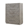 5 Drawer Chest with Herringbone Pattern and Bar Handles, Weathered Brown