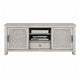 Wooden TV Console with 2 Polyresin Carved Cabinets and 1 Drawer, Gray