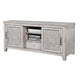 Wooden TV Console with 2 Polyresin Carved Cabinets and 1 Drawer, Gray