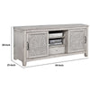 Wooden TV Console with 2 Polyresin Carved Cabinets and 1 Drawer, Gray