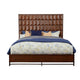 Wooden Queen Size Bed with Honeycomb Design High Headboard, Brown