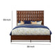 Wooden Queen Size Bed with Honeycomb Design High Headboard, Brown
