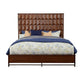 Wooden California King Bed with Honeycomb Design High Headboard, Brown