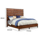 Wooden California King Bed with Honeycomb Design High Headboard, Brown