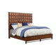 Wooden Standard King Bed with Honeycomb Design High Headboard, Brown