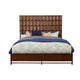 Wooden Standard King Bed with Honeycomb Design High Headboard, Brown