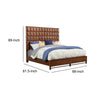 Wooden Standard King Bed with Honeycomb Design High Headboard, Brown