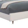 Wooden Queen Size Bed with Honeycomb Design High Headboard, White