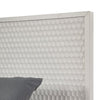 Wooden Queen Size Bed with Honeycomb Design High Headboard, White