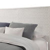Wooden Queen Size Bed with Honeycomb Design High Headboard, White