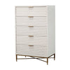 Tall Dresser Chest | 5 Drawer | Honeycomb Design | Large | Metal Legs | White