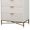 Honeycomb Design 5 Drawer Chest with Metal Legs Large White By Casagear Home BM206688