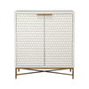 Honeycomb Design 2 Door Bar Cabinet with Metal Legs White By Casagear Home BM206689