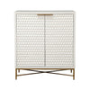 Honeycomb Design 2 Door Bar Cabinet with Metal Legs White By Casagear Home BM206689