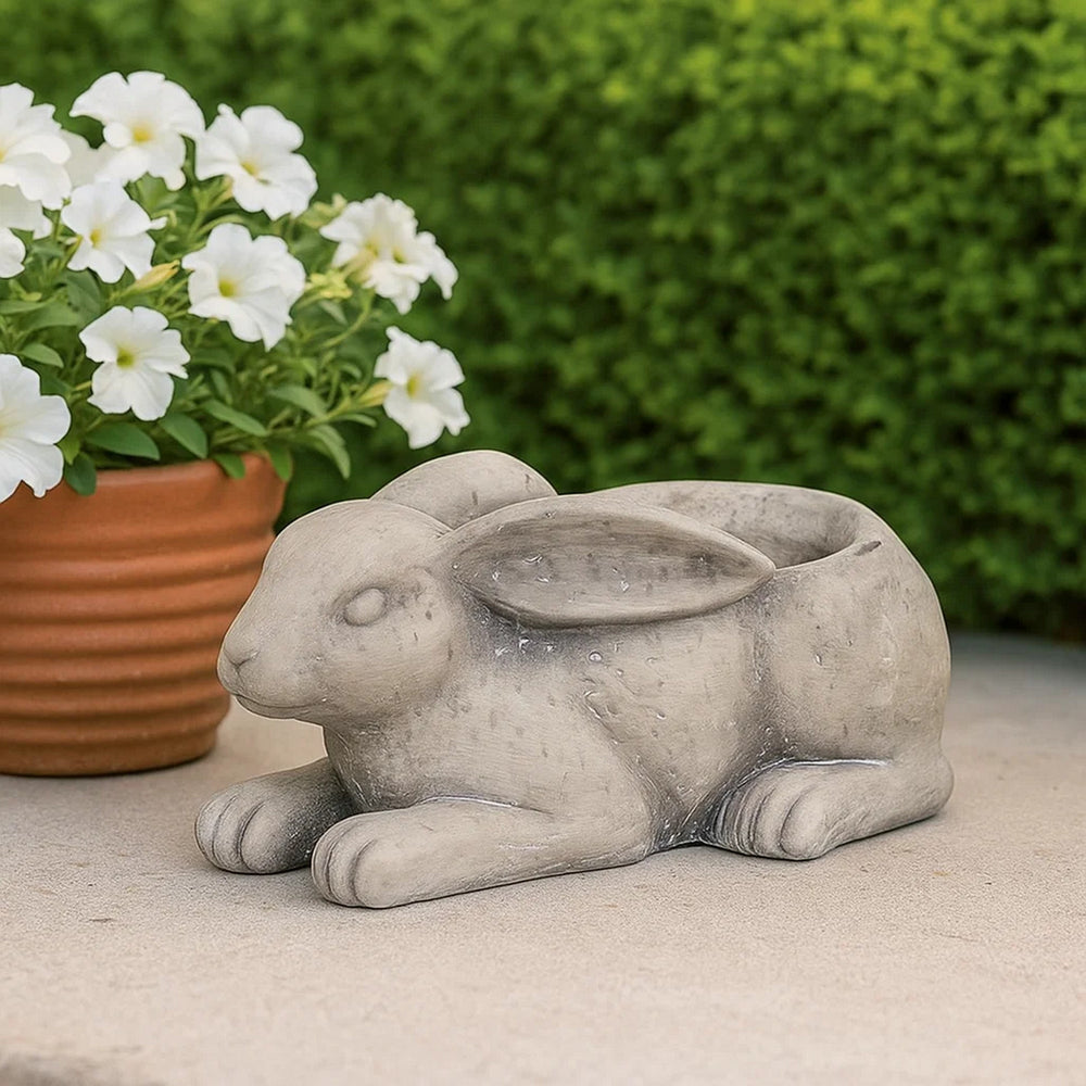 Planter | Ideal Rabbit | Polyresin | Medium | Antique Styled | Gray