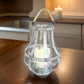 Transitional Metal Candle Holder with Rope and Glass Shade, Gray By Casagear Home