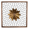 Metal Wall Decor with Wooden Frame and Leafy Flower, Bronze By Casagear Home