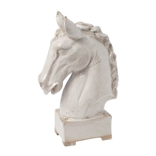 Transitional Style Ceramic Horse Head Decor Piece, Large, Beige By Casagear Home