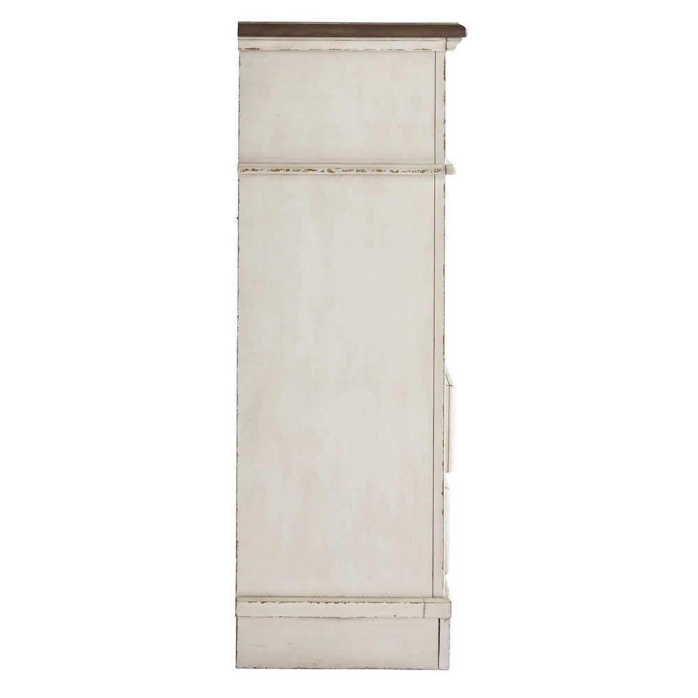 5 Drawer Wooden Chest with Bracket Legs Antique White By Casagear Home BM207025