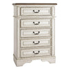 5 Drawer Wooden Chest with Bracket Legs, Antique White By Casagear Home