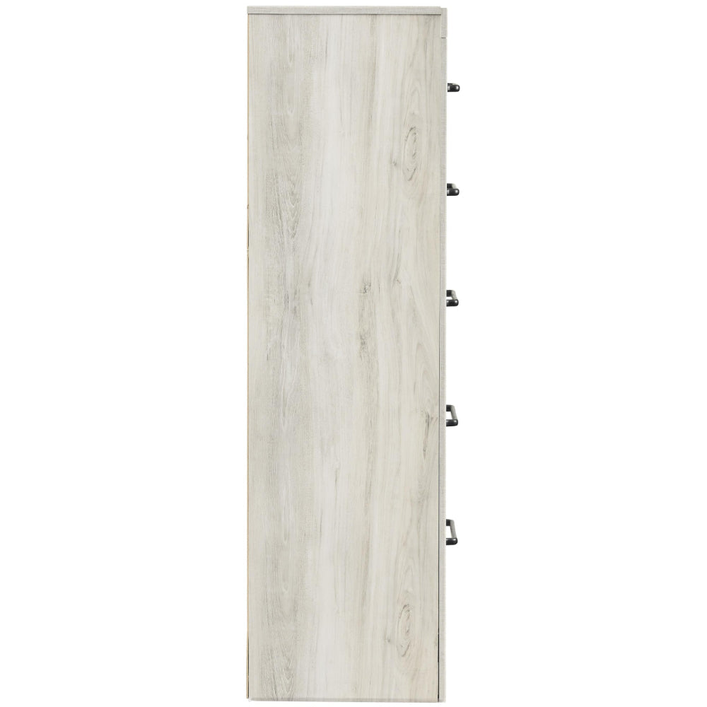 Ashley 5 Drawer Wooden Chest with Metal Bar Handles White