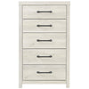 Ashley 5 Drawer Wooden Chest with Metal Bar Handles, White