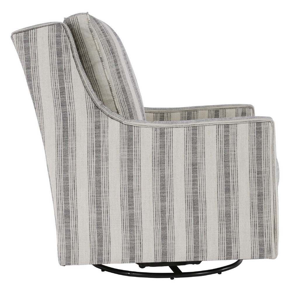 Accent Chair | Swivel Glider | Gradient Stripes | Fabric | Gray & White